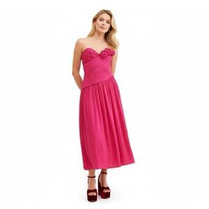 Free People Make An Entrance Dress 6 Hot Pink Rosette Prom Wedding Guest
